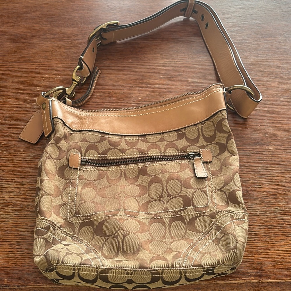 Brown Coach cloth crossbody